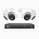 H1200 - 4K 12MP 8 Kanal PoE Überwachungskamera-Set mit 4 Kameras, Farbe & IR Nachtsicht, Erkennung von Menschen & Fahrzeugen, H.265+, Eingebautes Mikrofon, Max. 512 GB lokaler Speicher, IP67